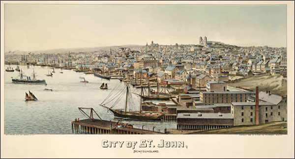 Lithographie de St. John's, Terre-Neuve, 1892